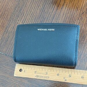 Michael Kors Black Pebbled Faux Leather Card Holder/Wallet